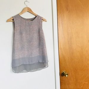 Sleeveless layered dusty rose career blouse